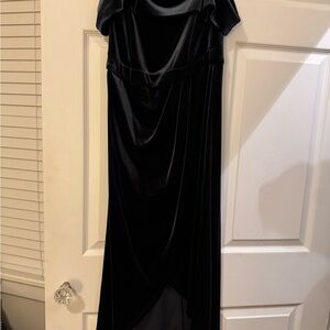 Elegant Black Velvet High Low Dress